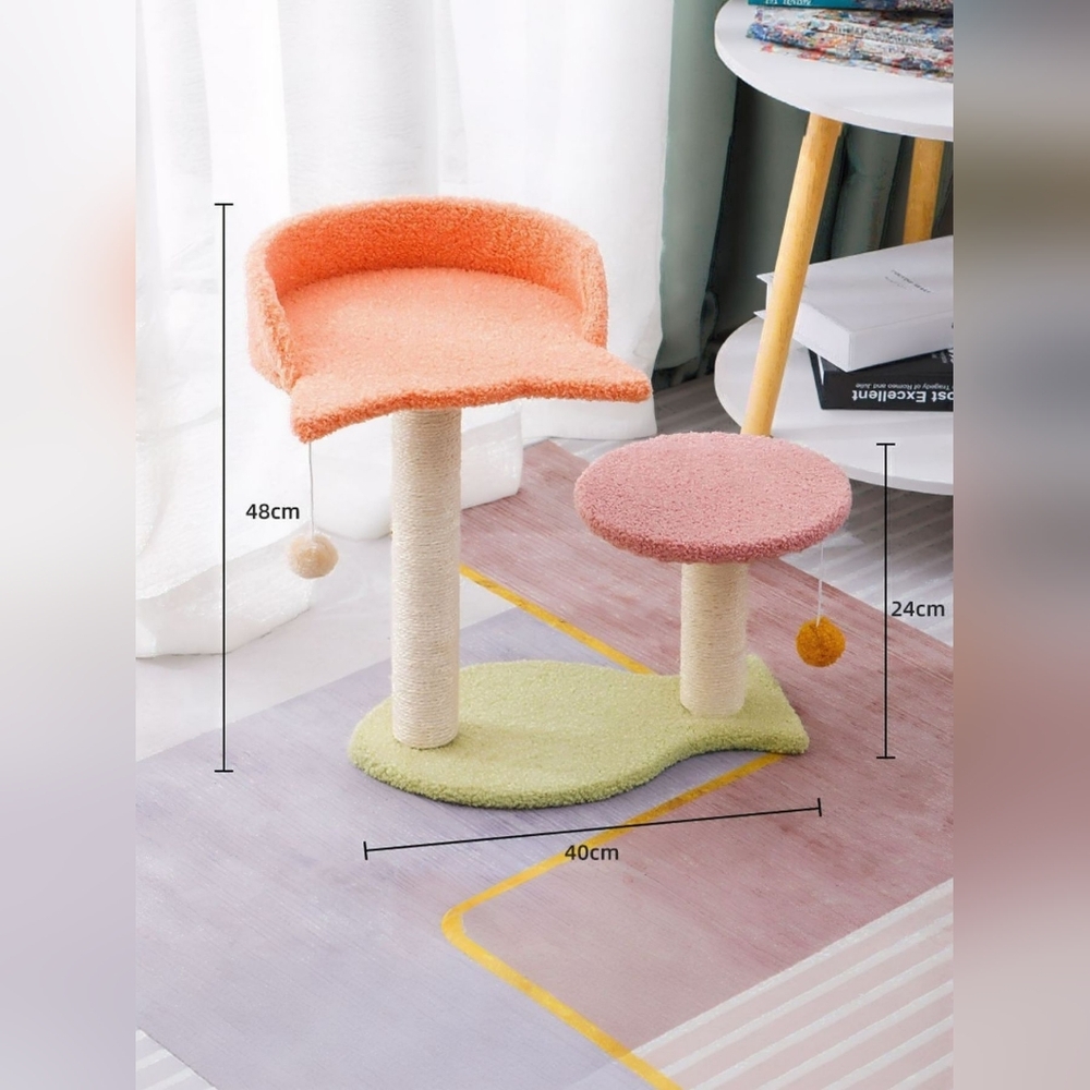 Two-Tier Cat Tree with Scratching Post And Toy